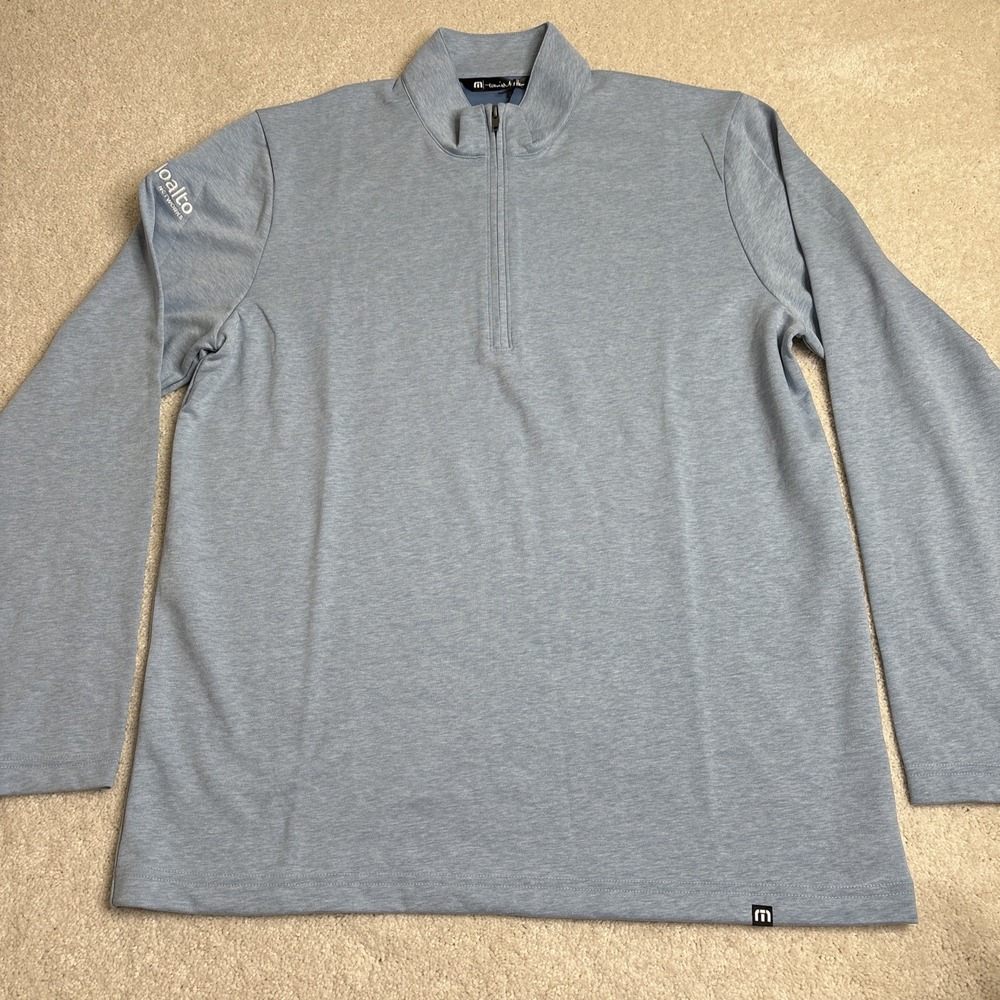 Travis Mathew Pullover Mens Large Blue Coveside 1/4 Zip Golf Performance Stretch